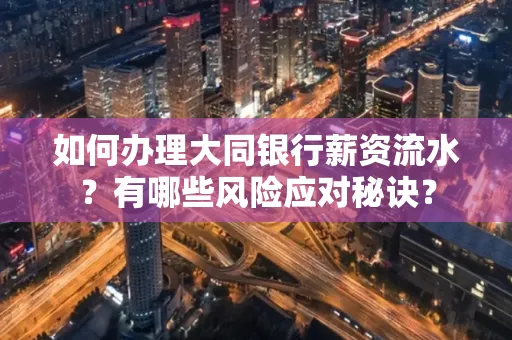 如何办理大同银行薪资流水?有哪些风险应对秘诀?