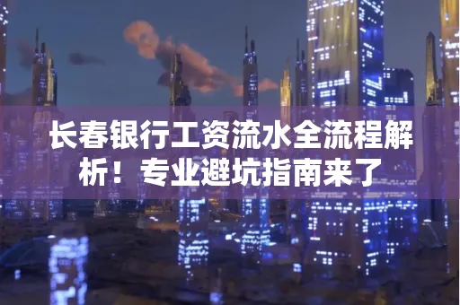 长春银行工资流水全流程解析!专业避坑指南来了
